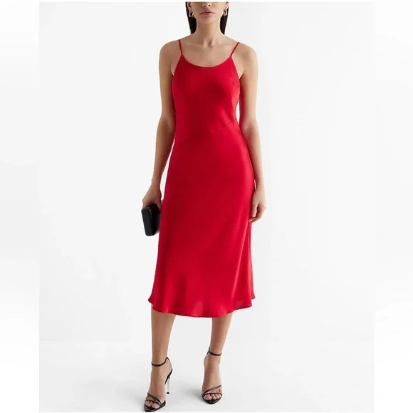 satin scoop neck midi downtown cami slip dress Plaza Del Caribe